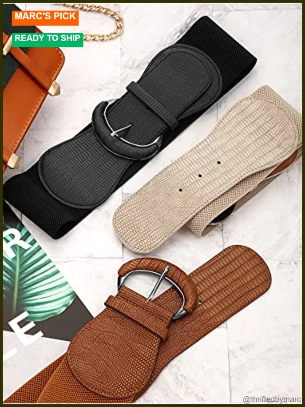 3 Piece Wide Elastic Belt for Dress Stretchy Cinch Leather Waist Belt